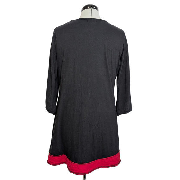 Dragonfly Black Red Geometric Art Tunic Mini Dress, estimate size large - Picture 3 of 7